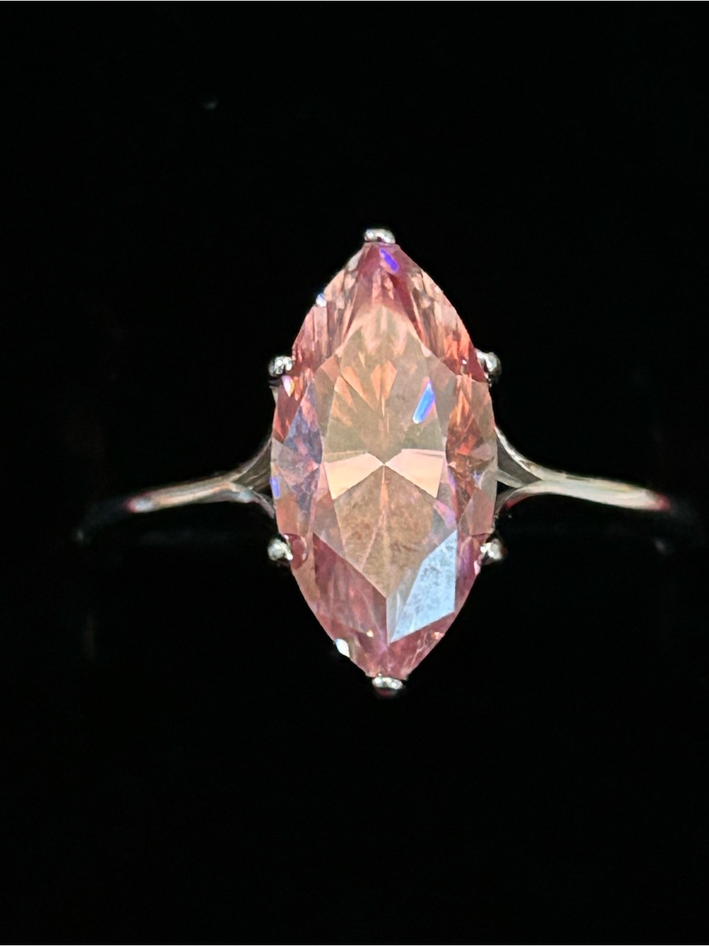 2.00CTW Pink Marquis Moissanite Solitaire Ring in 925 Sterling Silver Setting